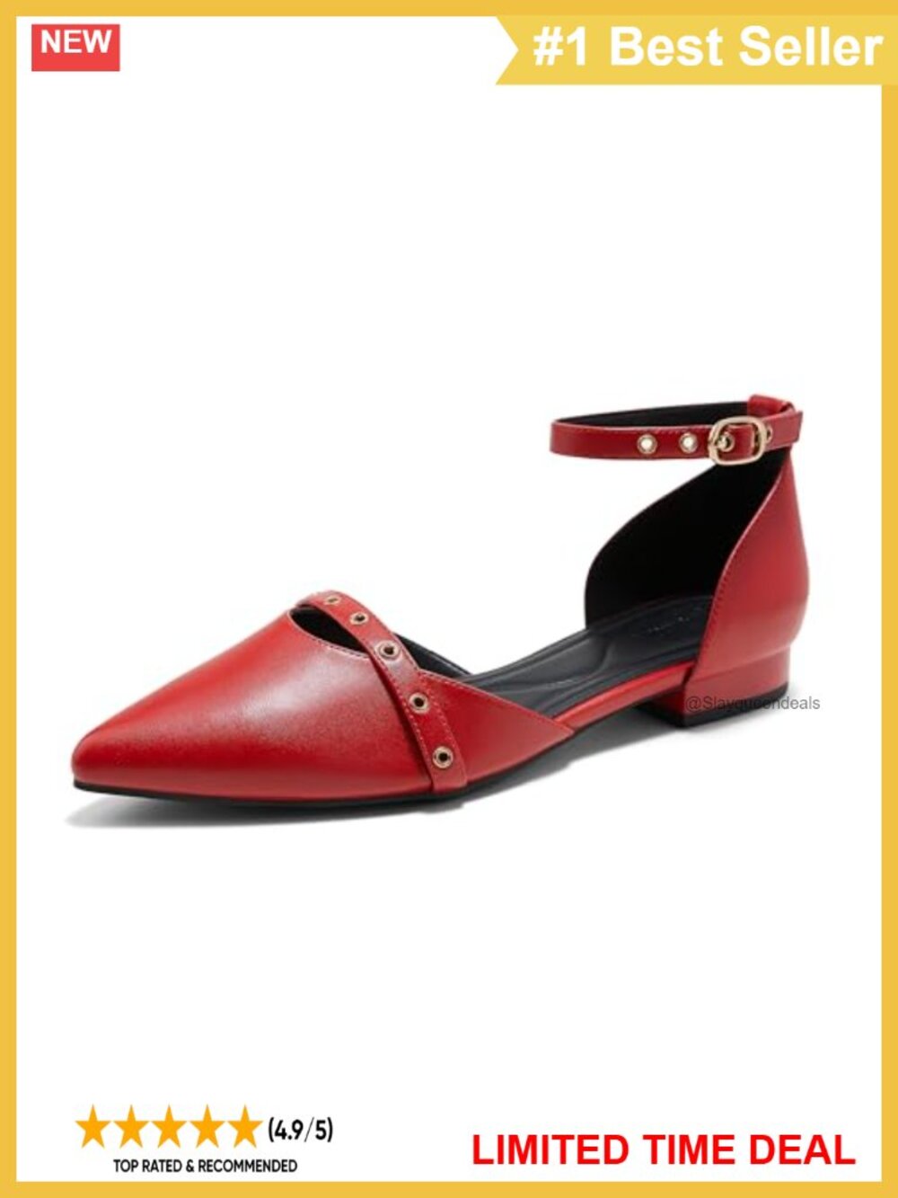 Pointed Toe D'Orsay Flats Ankle Strap Foam Cushion Dressy Comfort Shoes